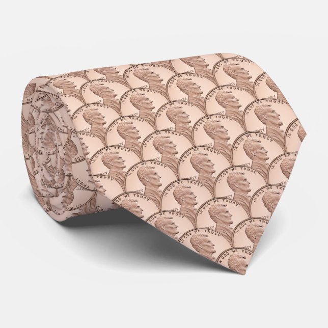 Seamless Lincoln Penny Pattern – Copper Coins Tie (Rolled)
