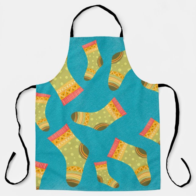 Seamless linear pattern with socks. The illustrati Apron (Front)