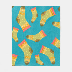 Seamless linear pattern with socks. The illustrati Fleece Blanket