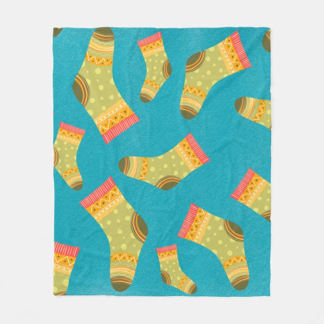 Seamless linear pattern with socks. The illustrati Fleece Blanket (Front)