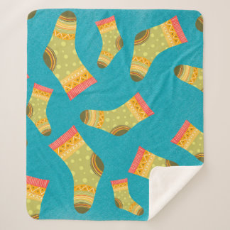 Seamless linear pattern with socks. The illustrati Sherpa Blanket