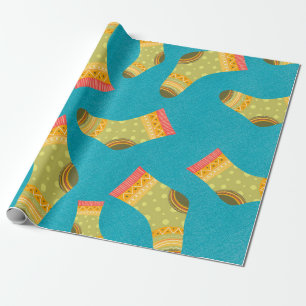 Seamless linear pattern with socks. The illustrati Wrapping Paper