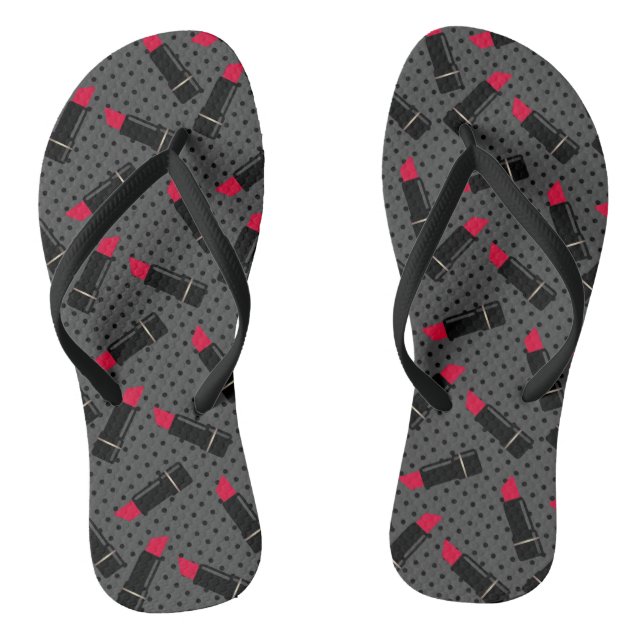 Seamless lipstick lip design pattern beauty fashio thongs (Footbed)