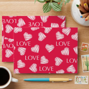 Seamless LOVE Valentines Day pink red white scratc Envelope