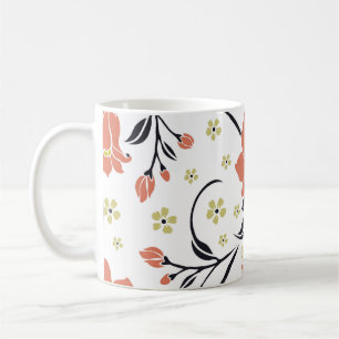 Seamless luxury pattern with flowersflower, lace, coffee mug