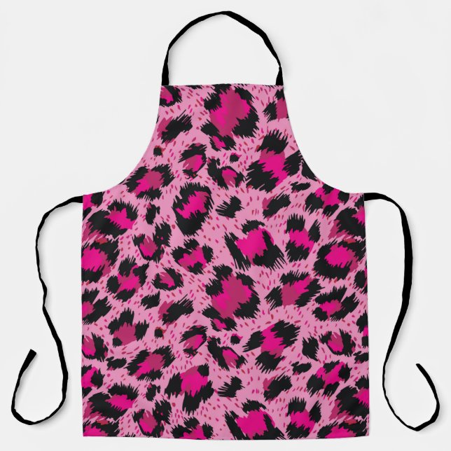 Seamless luxury pink leopard pattern. apron (Front)