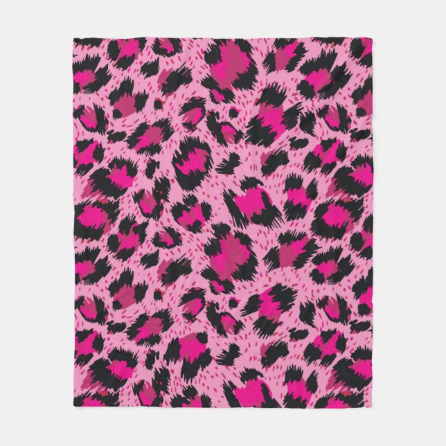 Seamless luxury pink leopard pattern. fleece blanket (Front)