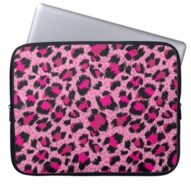 Seamless luxury pink leopard pattern. laptop sleeve (Front)