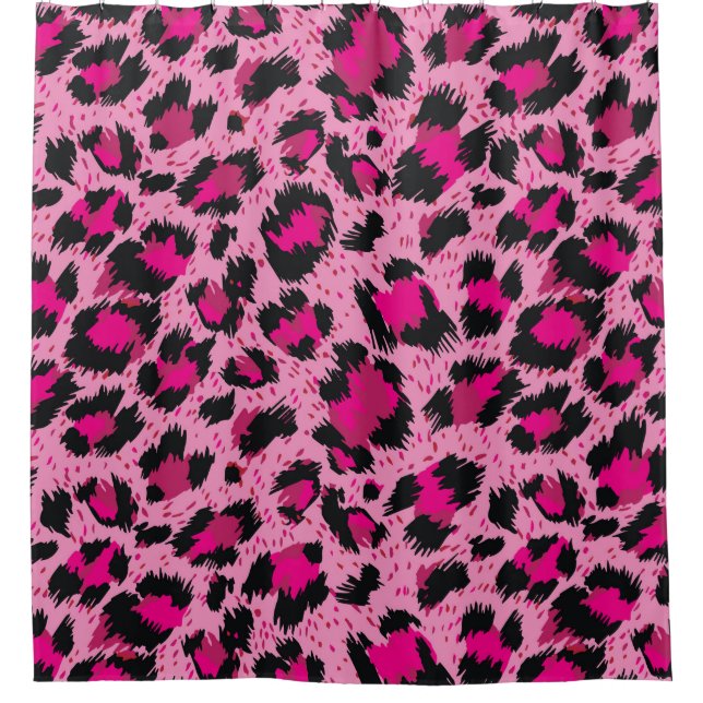 Seamless luxury pink leopard pattern. shower curtain (Front)