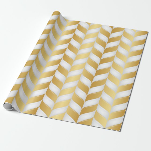 Seamless Luxury White and Gold 9 Wrapping Paper (Unrolled)