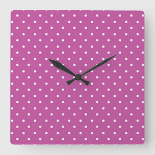 Seamless magenta background polka dot pattern square wall clock