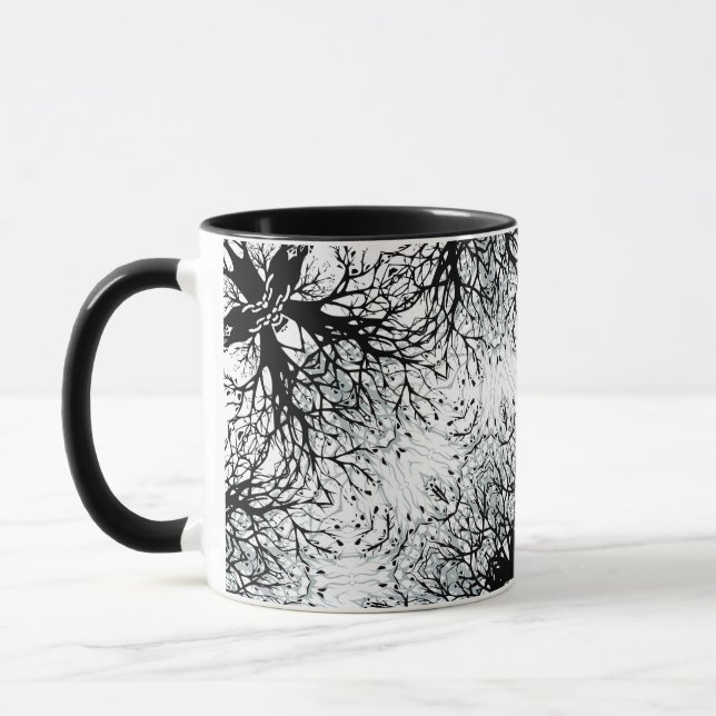 Seamless mandala kaleidoscope tile grey pattern o mug (Left)