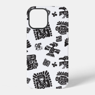 Seamless maya pattern. Black and white ethnic elem iPhone 12 Case