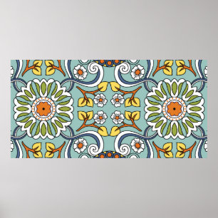 Seamless medallion Vintage multi color pattern in  Poster