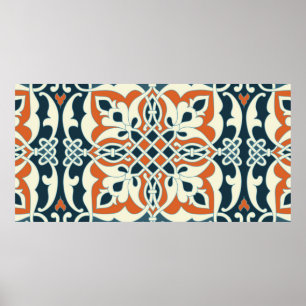 Seamless medallion Vintage multi color pattern Poster