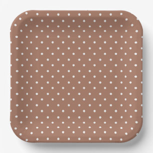 Seamless medium brown polka dot pattern paper plate
