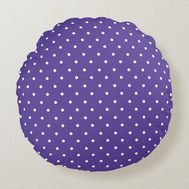 Seamless  medium purple polka dot pattern round cushion (Front)
