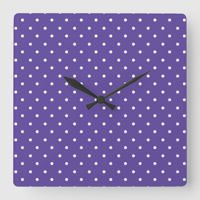 Seamless  medium purple polka dot pattern square wall clock (Front)