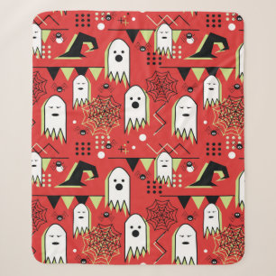 Seamless memphis geometric of ghost for halloween sherpa blanket