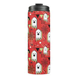 Seamless memphis geometric of ghost for halloween thermal tumbler