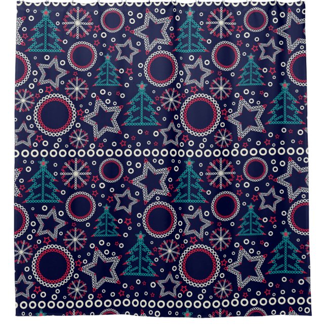 Seamless Merry Christmas ornamental decor tree sno Shower Curtain (Front)