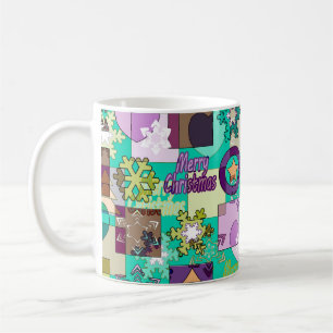 Seamless Merry Christmas Snowflake dark green colo Coffee Mug