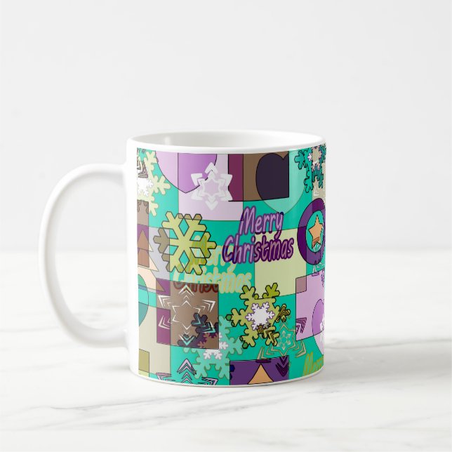 Seamless Merry Christmas Snowflake dark green colo Coffee Mug (Left)