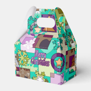 Seamless Merry Christmas Snowflake dark green colo Favour Box