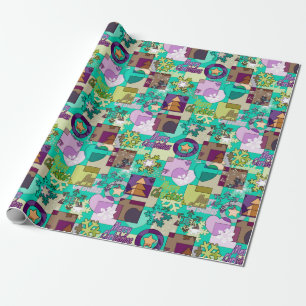 Seamless Merry Christmas Snowflake dark green colo Wrapping Paper