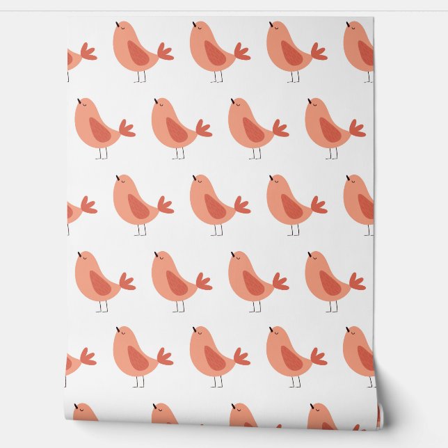Seamless minimalist vector pattern of funny birds  wallpaper (Unrolling)