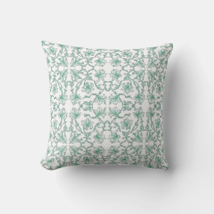 Seamless Mint Amaryllis Throw Pillow
