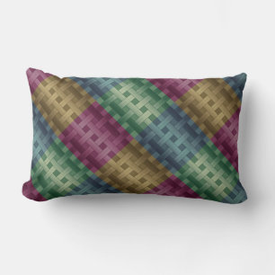 Seamless modern abstract lined striped multicolor lumbar cushion
