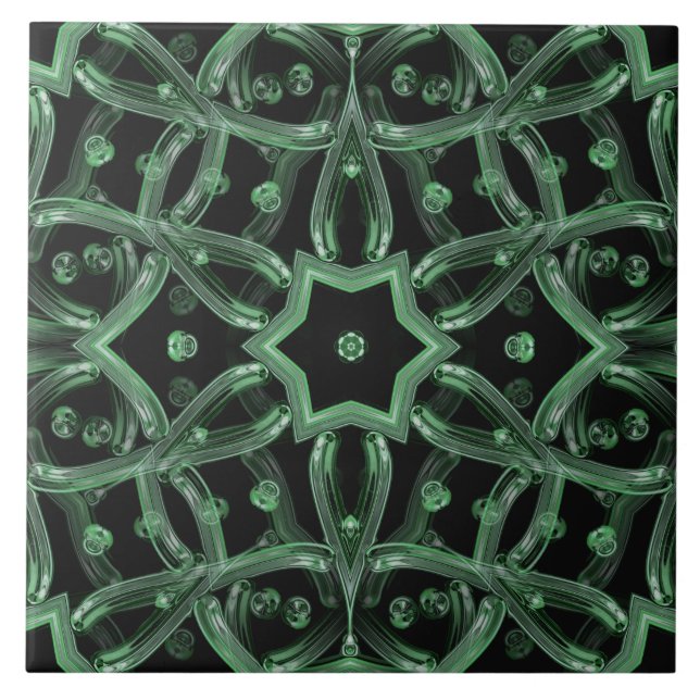 Seamless Modern Decorative Green Ceramic Tile (Front)