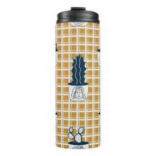 Seamless modern pattern with potted cacti, cute fa thermal tumbler