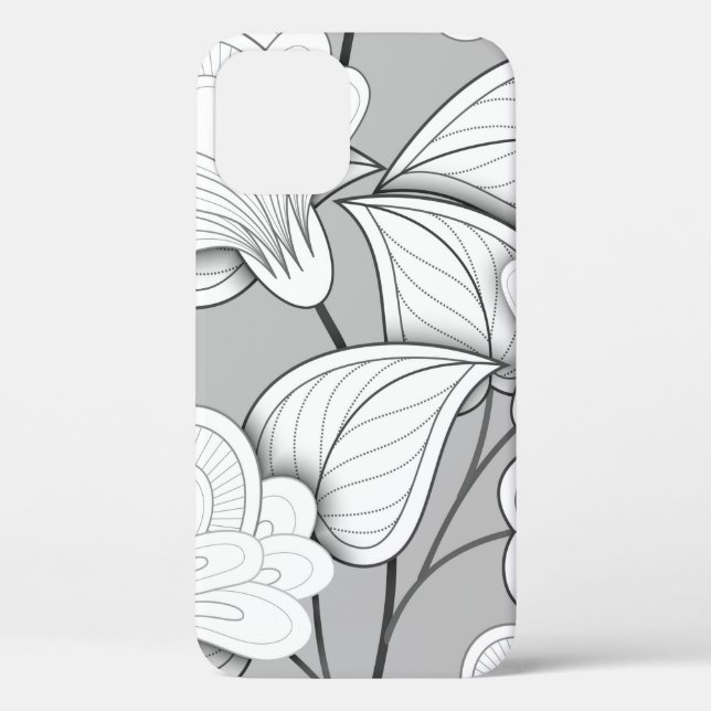 Seamless Monochrome Floral Pattern. Hand Drawn Flo Case-Mate iPhone Case (Back)