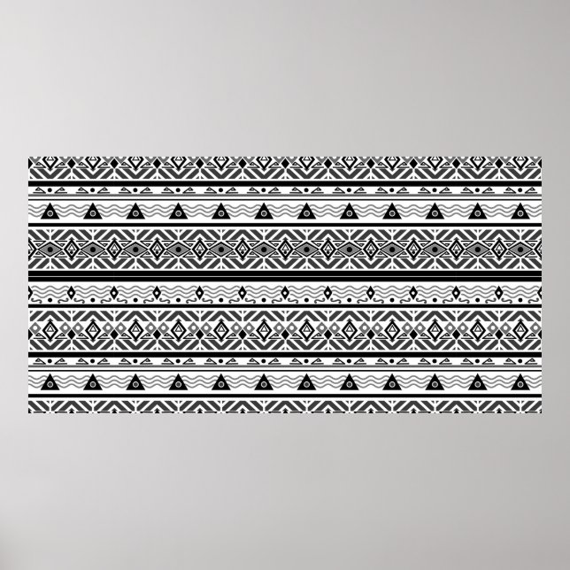 Seamless monochrome folk ethno pattern background poster (Front)