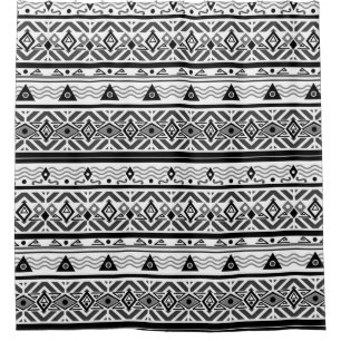 Seamless monochrome folk ethno pattern background shower curtain