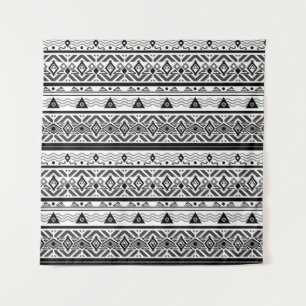 Seamless monochrome folk ethno pattern background tapestry