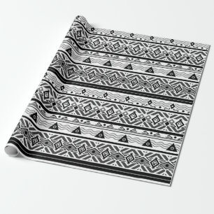 Seamless monochrome folk ethno pattern background wrapping paper