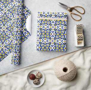 Seamless Moroccan Nikea Azulejo Pattern Wrapping Paper
