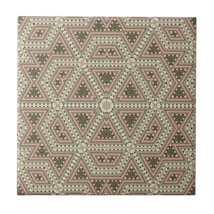 Seamless mosaic abstract kaleidoscope beige triang ceramic tile