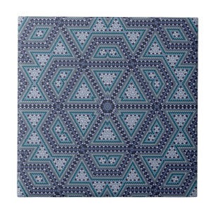 Seamless mosaic abstract kaleidoscope navy triangl ceramic tile