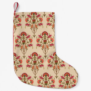 seamless mughal flower pattern design cream backgr small christmas stocking