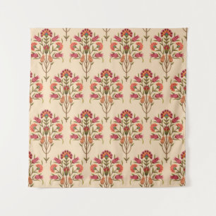 seamless mughal flower pattern design cream backgr tapestry