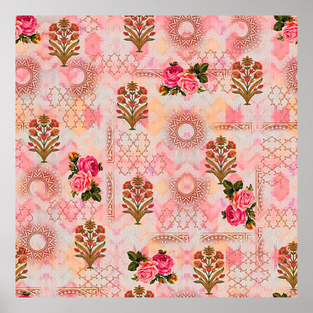 Seamless mughal with floral floral pattern on digi poster (Front)