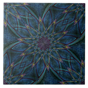 Seamless Multi Colour Teal Decorative Ceramic Tile