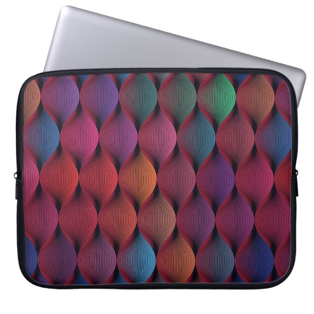 Seamless multicolored wavy pattern laptop sleeve (Front)