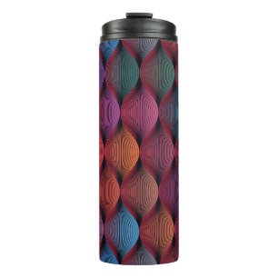 Seamless multicolored wavy pattern thermal tumbler