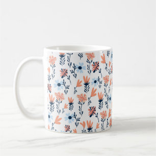 Seamless natural floral pattern, abstract flowers  coffee mug