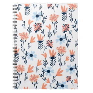 Seamless natural floral pattern, abstract flowers notebook